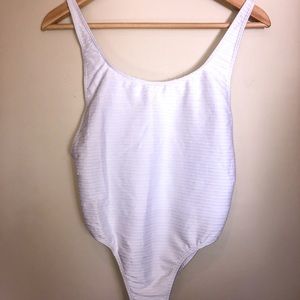 Ribbed white one piece